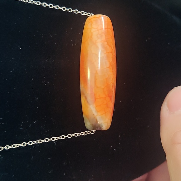 Silver color necklace unclip is 20 inch long, close is 9 1/2 inch long. - Picture 2 of 5